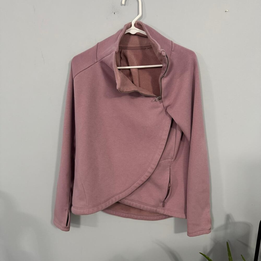 Athleta Cozy Karma Asym Pullover Sweatshirt w/ Zipper Upper Size XS Mauve - Picture 5 of 11